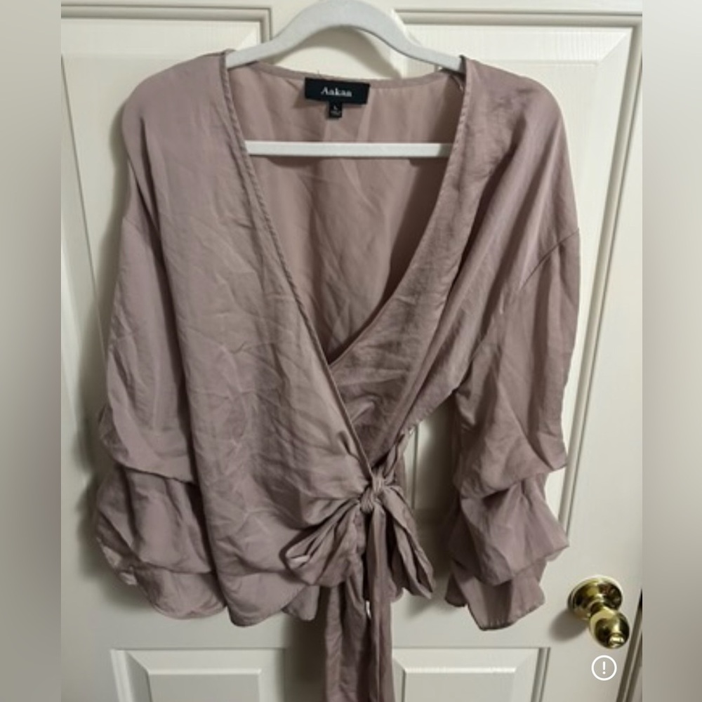 2/$28 Aakaa Mauve Wrap Blouse Size L